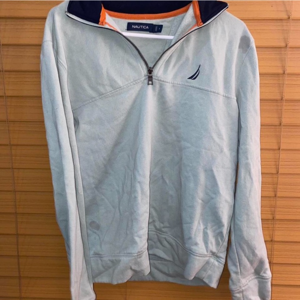 Nautica Men's Light Gray Zip-Up Sweater
